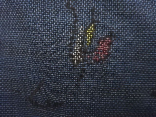 JAPANESE KIMONO / ANTIQUE KIMONO / DORO OSHIMA TSUMUGI (5 maruki) / WOVEN ABSTRACT FLOWER